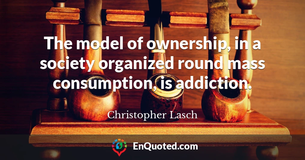 The model of ownership, in a society organized round mass consumption, is addiction.