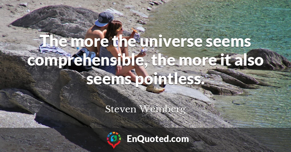 The more the universe seems comprehensible, the more it also seems pointless.