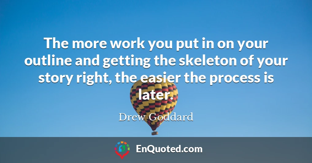 The more work you put in on your outline and getting the skeleton of your story right, the easier the process is later.