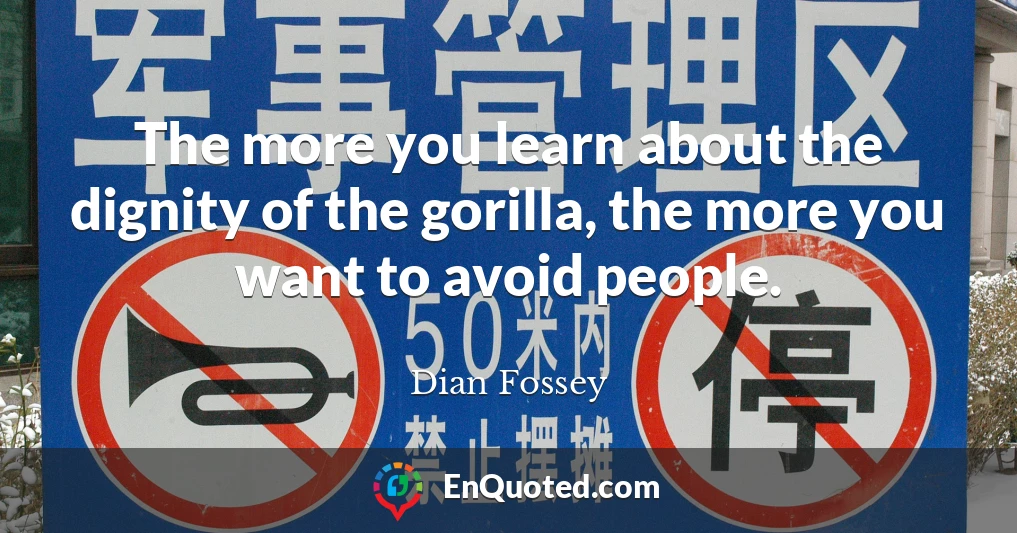 The more you learn about the dignity of the gorilla, the more you want to avoid people.
