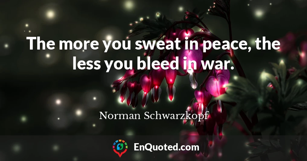The more you sweat in peace, the less you bleed in war.