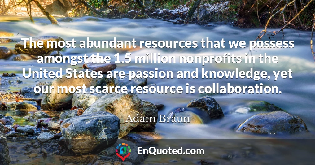 The most abundant resources that we possess amongst the 1.5 million nonprofits in the United States are passion and knowledge, yet our most scarce resource is collaboration.