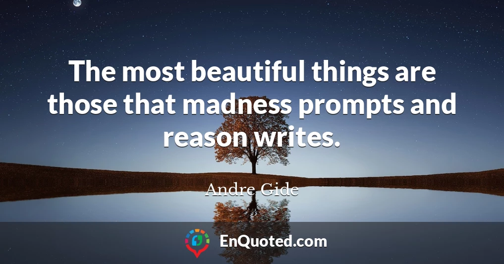 The most beautiful things are those that madness prompts and reason writes.
