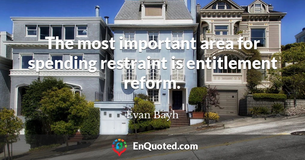 The most important area for spending restraint is entitlement reform.