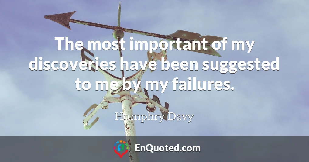The most important of my discoveries have been suggested to me by my failures.