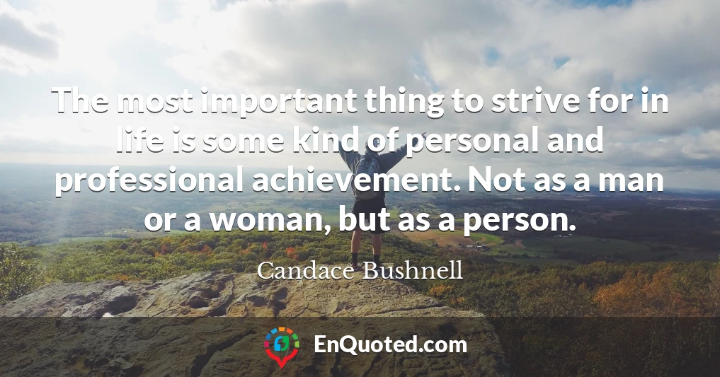 The most important thing to strive for in life is some kind of personal and professional achievement. Not as a man or a woman, but as a person.