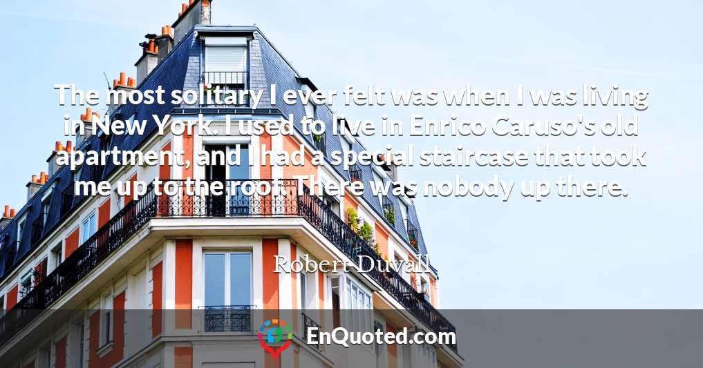 The most solitary I ever felt was when I was living in New York. I used to live in Enrico Caruso's old apartment, and I had a special staircase that took me up to the roof. There was nobody up there.