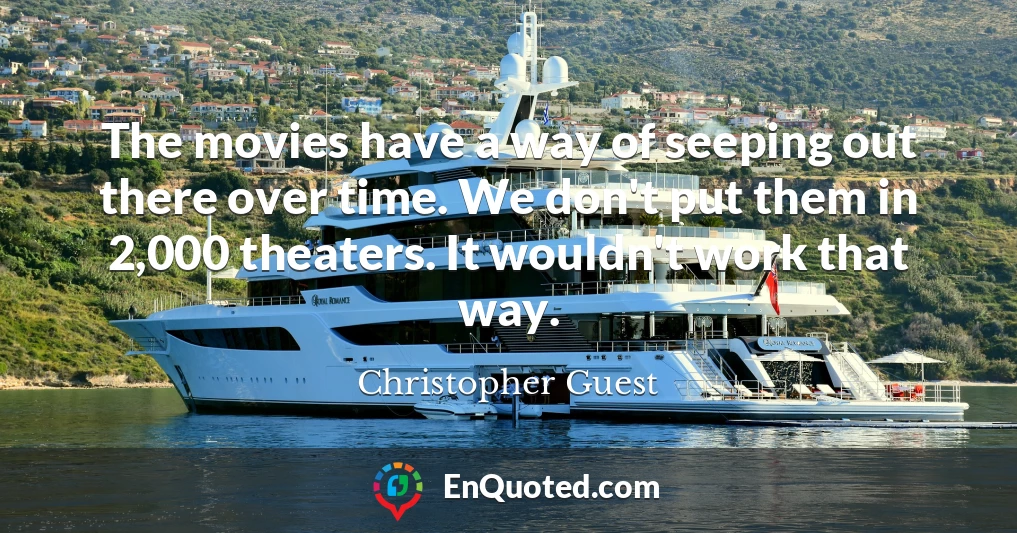 The movies have a way of seeping out there over time. We don't put them in 2,000 theaters. It wouldn't work that way.