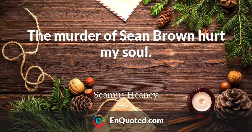 The murder of Sean Brown hurt my soul.