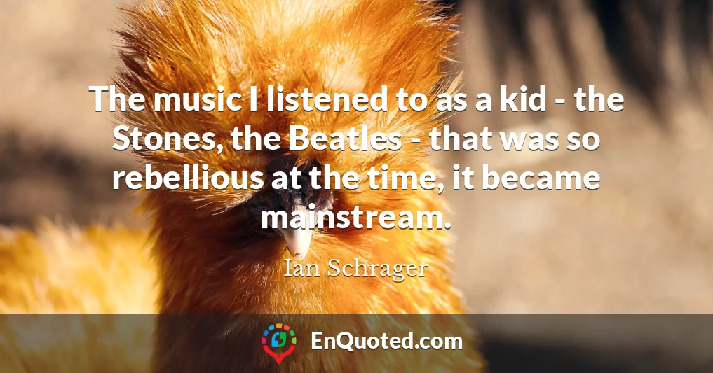 The music I listened to as a kid - the Stones, the Beatles - that was so rebellious at the time, it became mainstream.