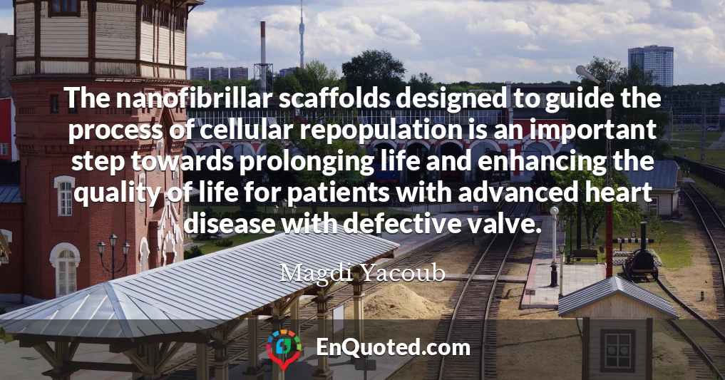 The nanofibrillar scaffolds designed to guide the process of cellular repopulation is an important step towards prolonging life and enhancing the quality of life for patients with advanced heart disease with defective valve.