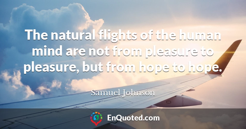 The natural flights of the human mind are not from pleasure to pleasure, but from hope to hope.