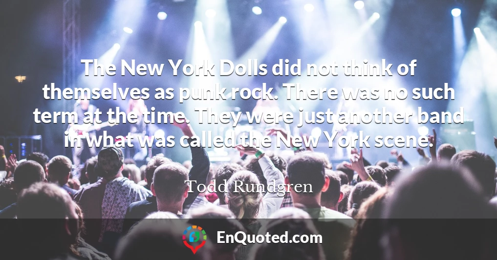 The New York Dolls did not think of themselves as punk rock. There was no such term at the time. They were just another band in what was called the New York scene.