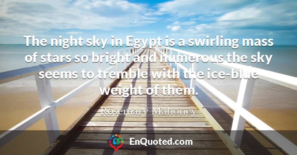The night sky in Egypt is a swirling mass of stars so bright and numerous the sky seems to tremble with the ice-blue weight of them.