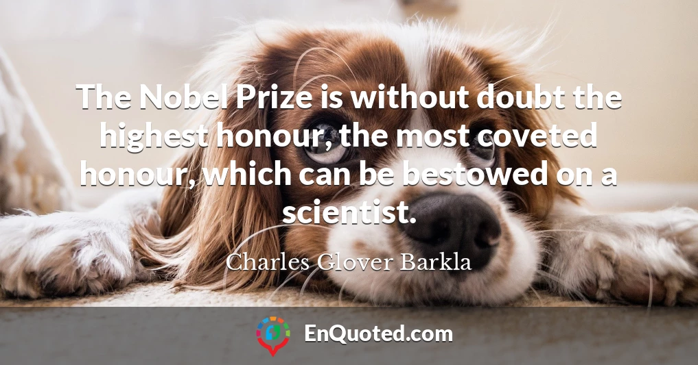 The Nobel Prize is without doubt the highest honour, the most coveted honour, which can be bestowed on a scientist.