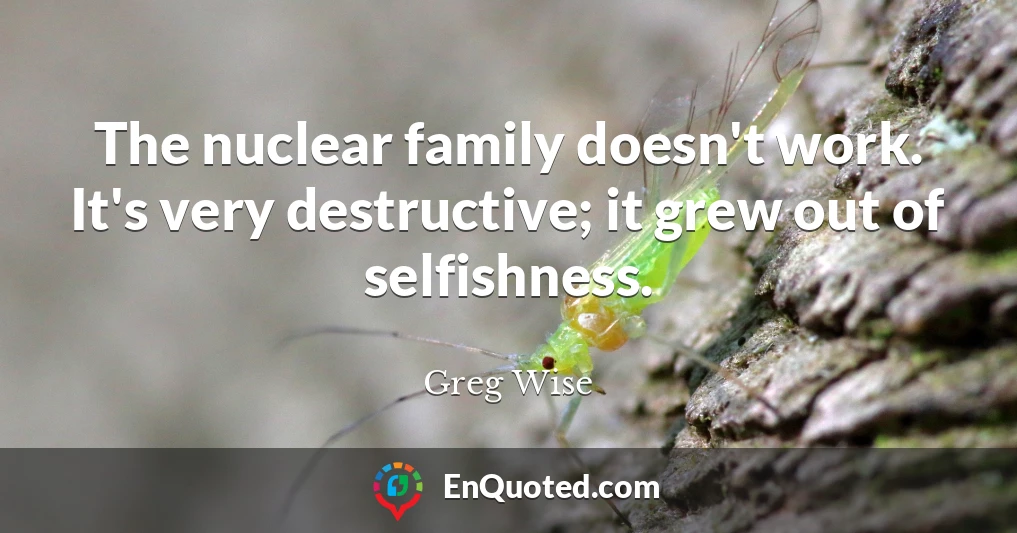 The nuclear family doesn't work. It's very destructive; it grew out of selfishness.