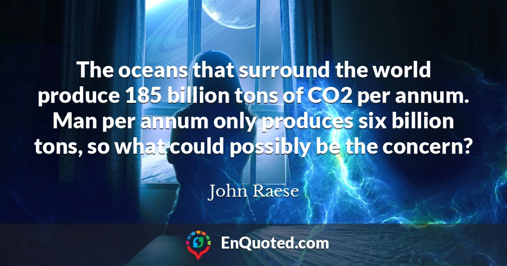 The oceans that surround the world produce 185 billion tons of CO2 per annum. Man per annum only produces six billion tons, so what could possibly be the concern?