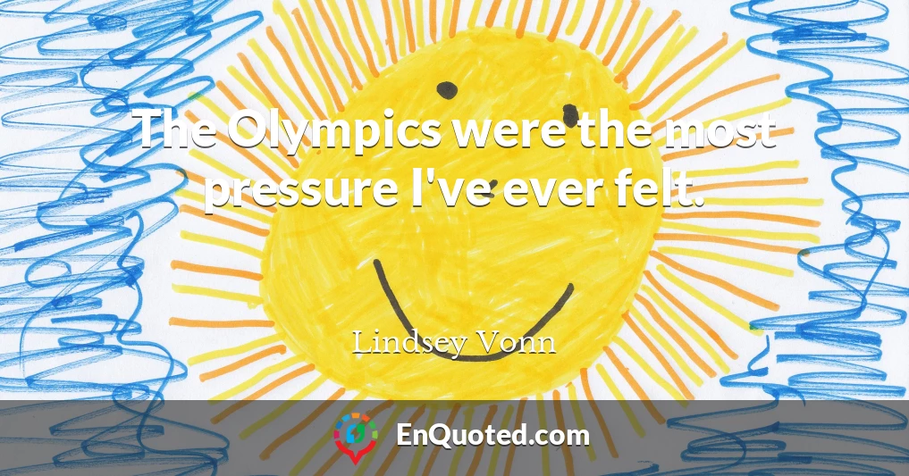 The Olympics were the most pressure I've ever felt.