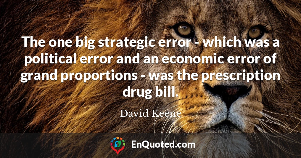 The one big strategic error - which was a political error and an economic error of grand proportions - was the prescription drug bill.