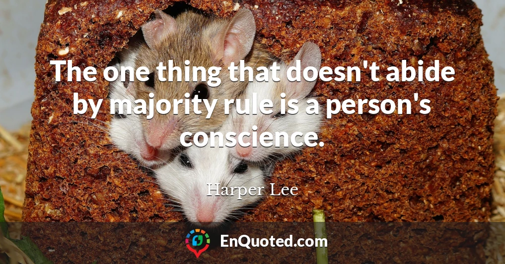 The one thing that doesn't abide by majority rule is a person's conscience.