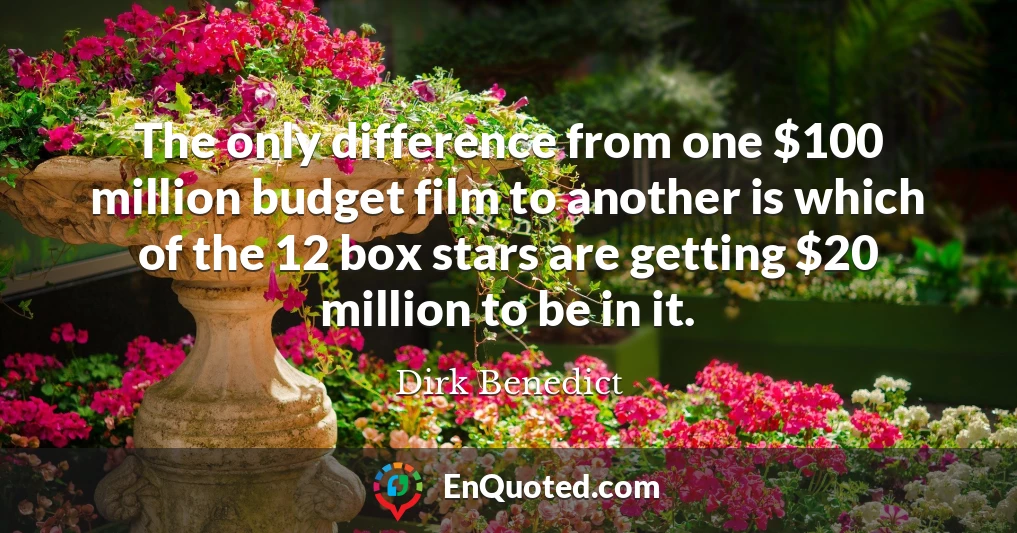 The only difference from one $100 million budget film to another is which of the 12 box stars are getting $20 million to be in it.