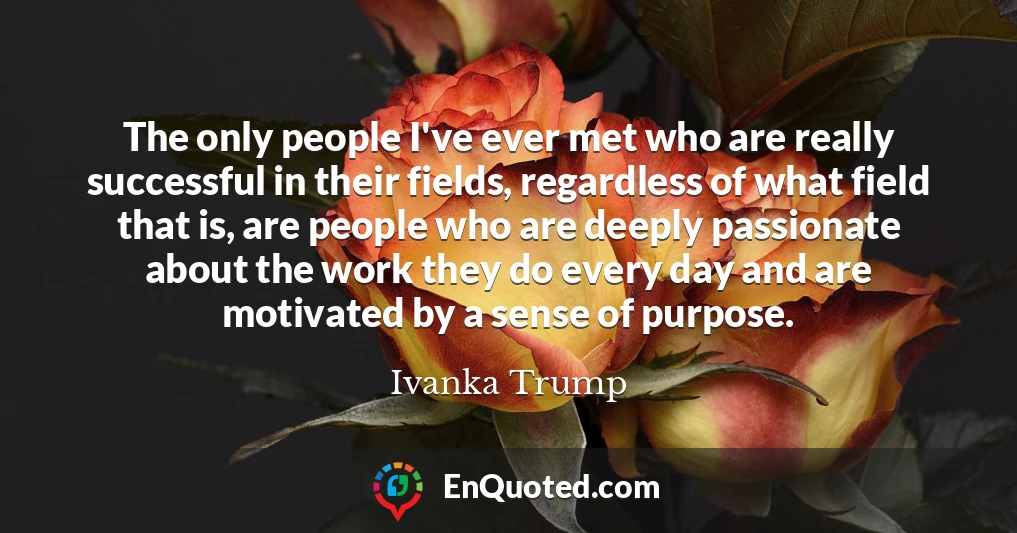 The only people I've ever met who are really successful in their fields, regardless of what field that is, are people who are deeply passionate about the work they do every day and are motivated by a sense of purpose.