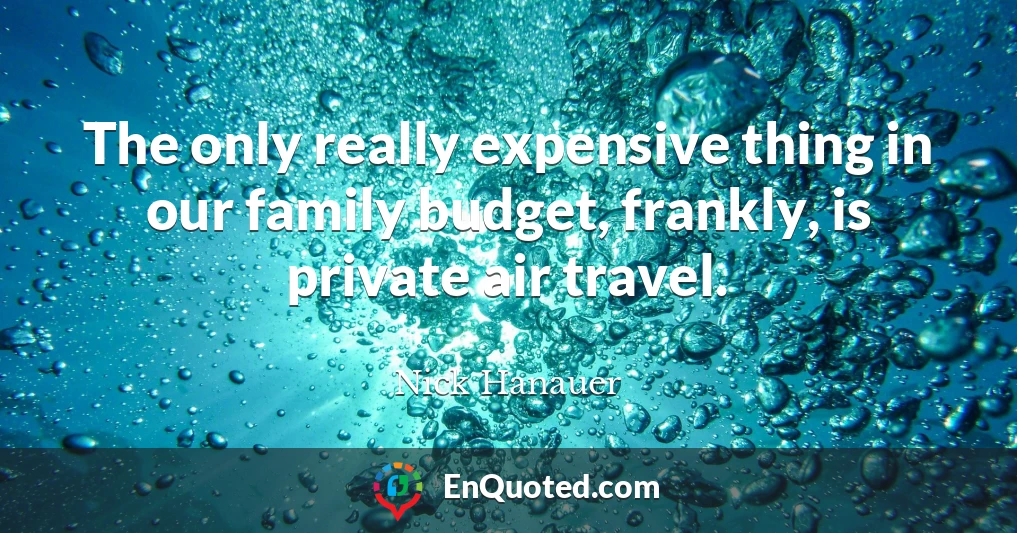 The only really expensive thing in our family budget, frankly, is private air travel.