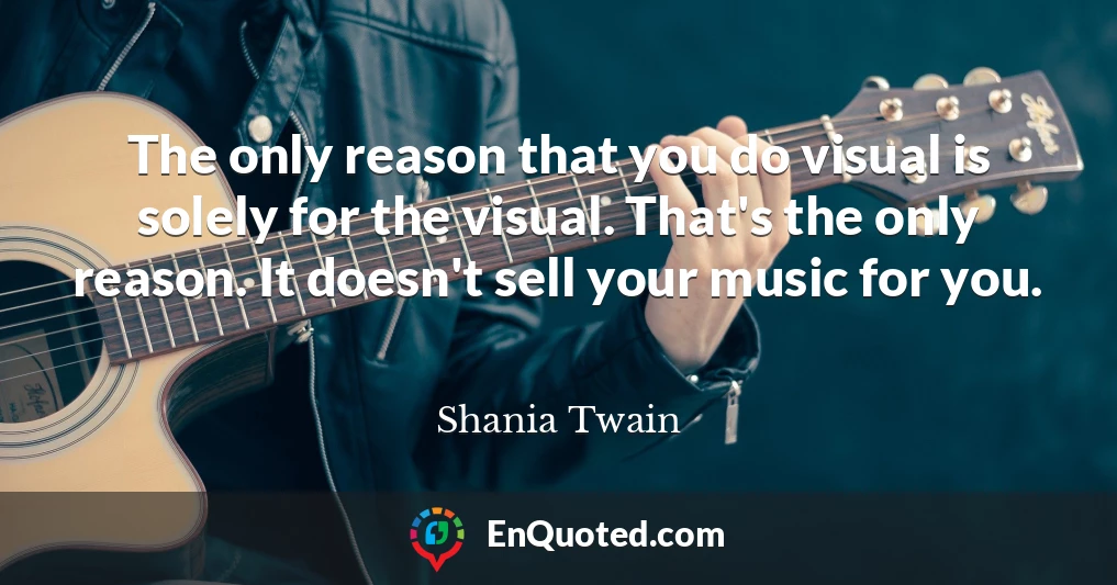 The only reason that you do visual is solely for the visual. That's the only reason. It doesn't sell your music for you.