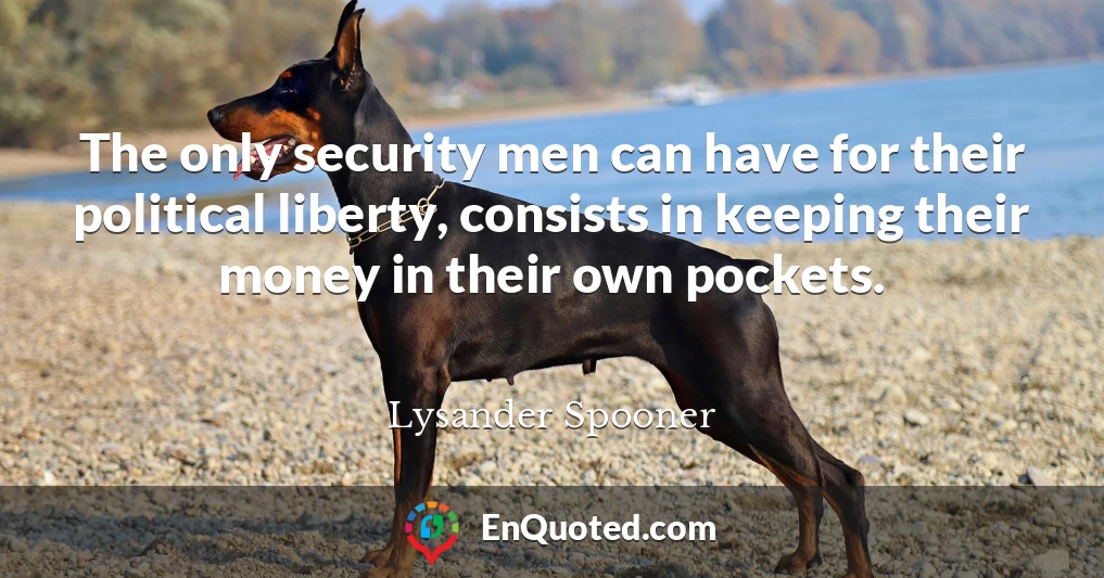 The only security men can have for their political liberty, consists in keeping their money in their own pockets.