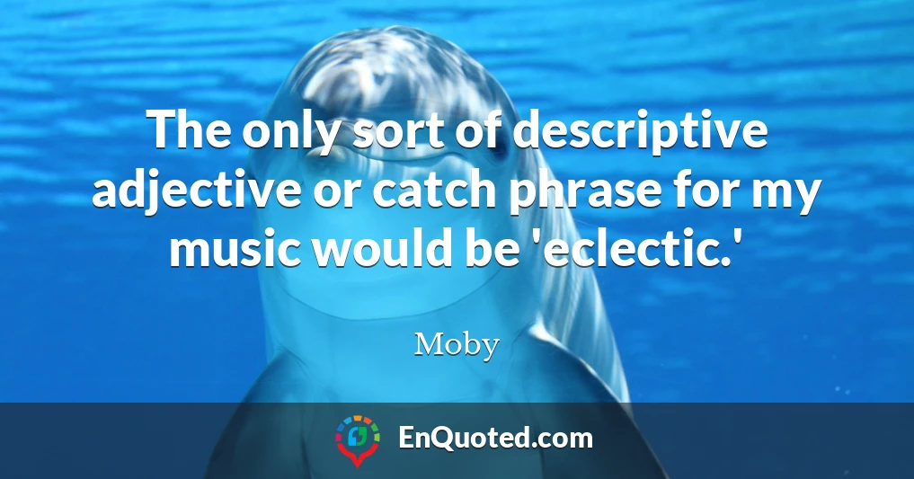 The only sort of descriptive adjective or catch phrase for my music would be 'eclectic.'