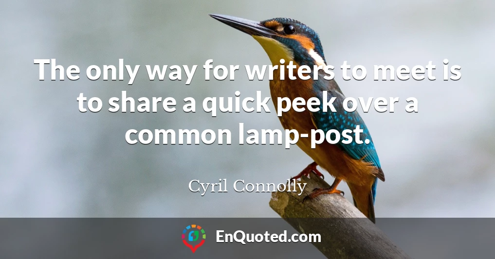 The only way for writers to meet is to share a quick peek over a common lamp-post.
