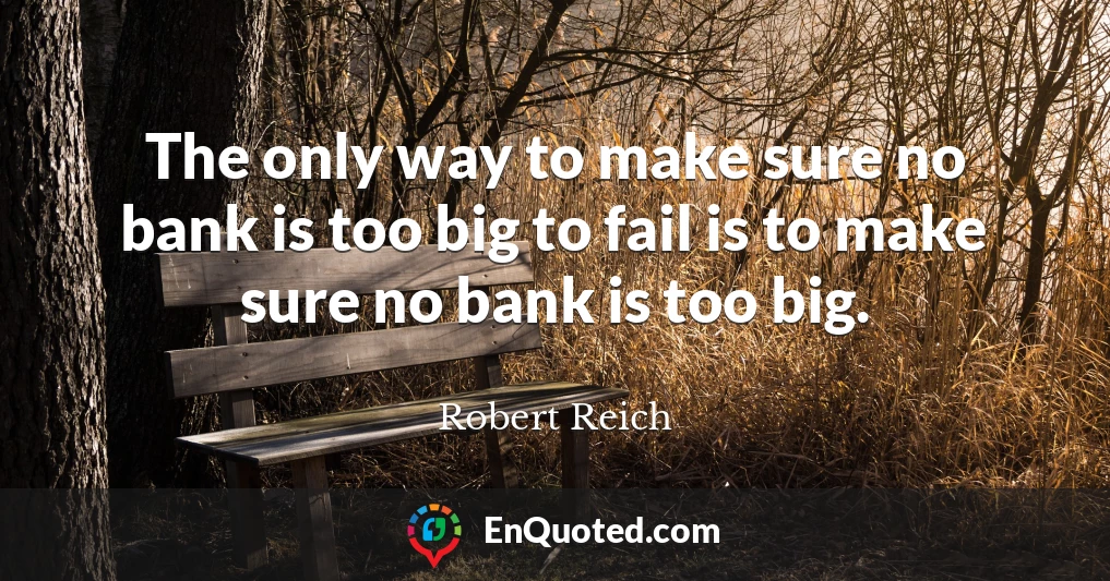 The only way to make sure no bank is too big to fail is to make sure no bank is too big.