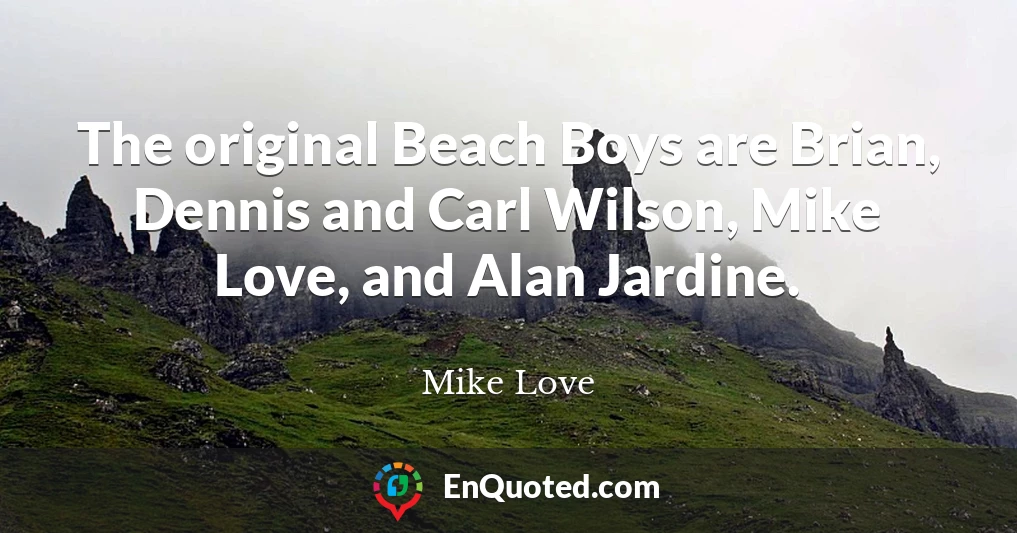 The original Beach Boys are Brian, Dennis and Carl Wilson, Mike Love, and Alan Jardine.
