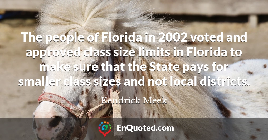 The people of Florida in 2002 voted and approved class size limits in Florida to make sure that the State pays for smaller class sizes and not local districts.