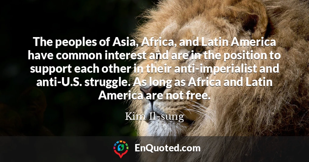 The peoples of Asia, Africa, and Latin America have common interest and are in the position to support each other in their anti-imperialist and anti-U.S. struggle. As long as Africa and Latin America are not free.