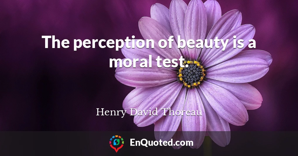 The perception of beauty is a moral test.