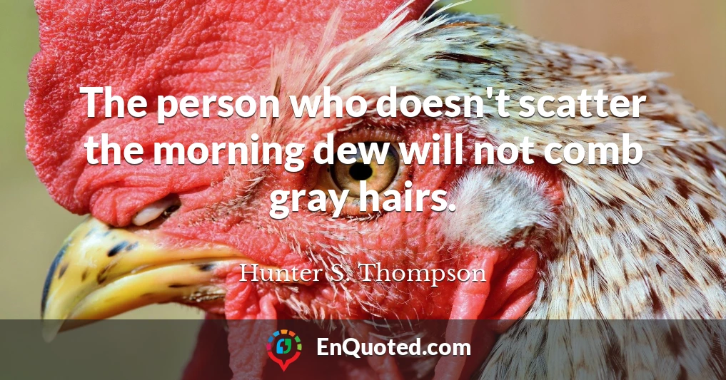 The person who doesn't scatter the morning dew will not comb gray hairs.