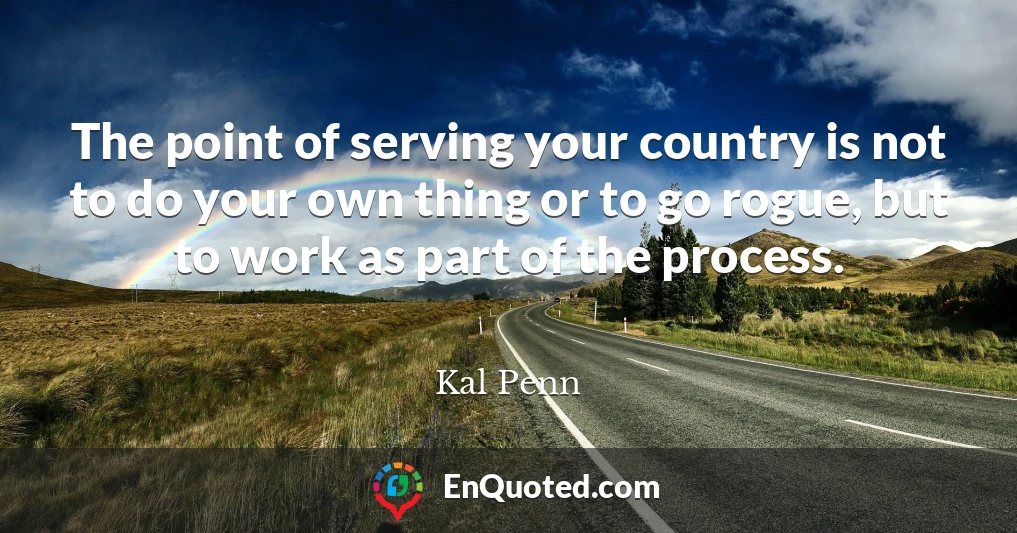 The point of serving your country is not to do your own thing or to go rogue, but to work as part of the process.