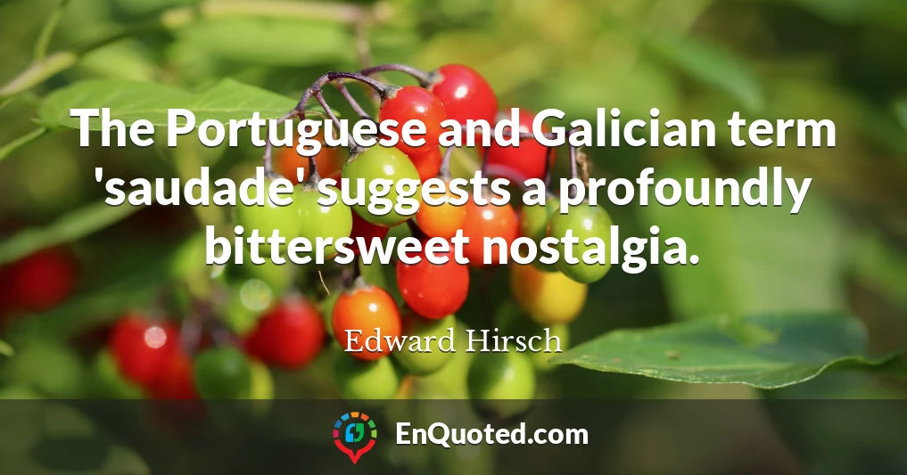 The Portuguese and Galician term 'saudade' suggests a profoundly bittersweet nostalgia.