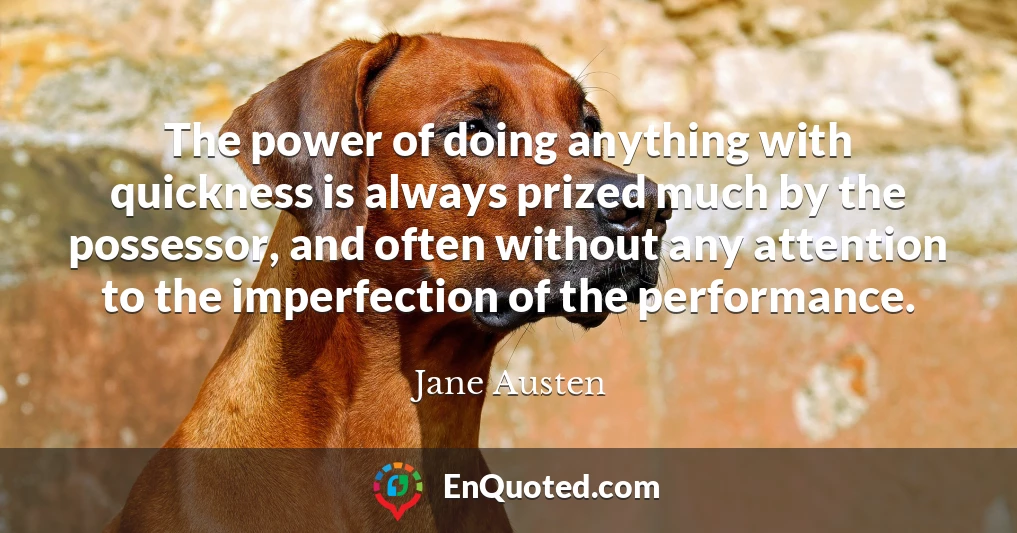 The power of doing anything with quickness is always prized much by the possessor, and often without any attention to the imperfection of the performance.