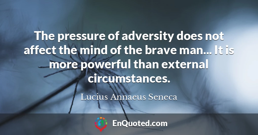 The pressure of adversity does not affect the mind of the brave man... It is more powerful than external circumstances.