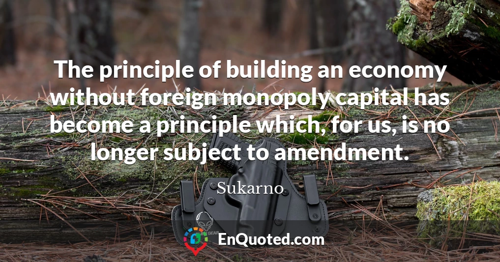 The principle of building an economy without foreign monopoly capital has become a principle which, for us, is no longer subject to amendment.