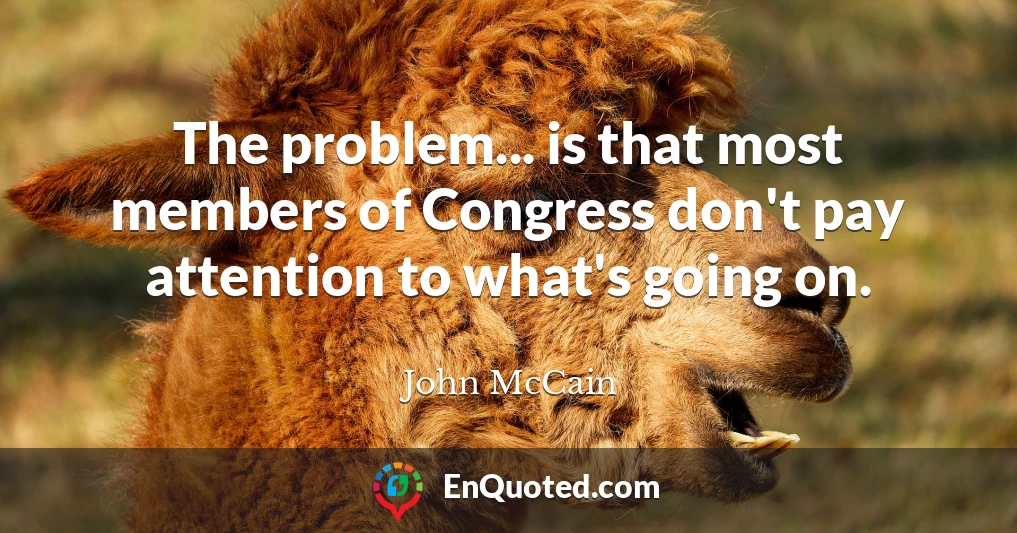 The problem... is that most members of Congress don't pay attention to what's going on.