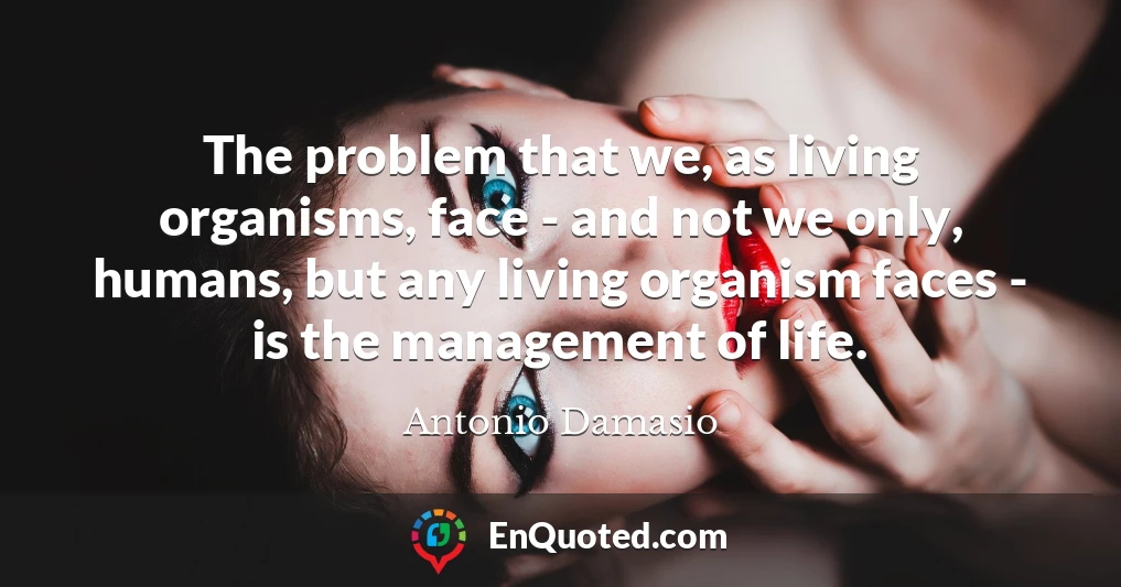 The problem that we, as living organisms, face - and not we only, humans, but any living organism faces - is the management of life.
