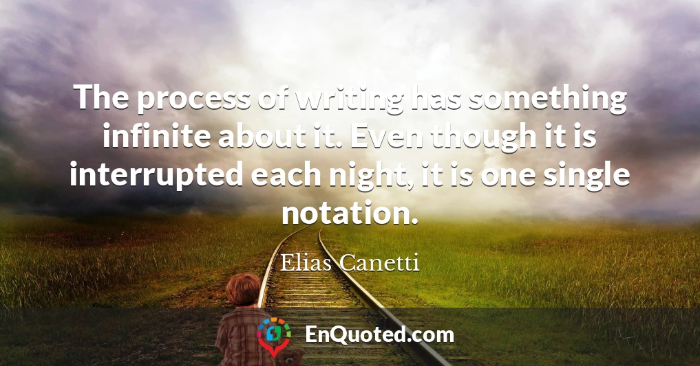 The process of writing has something infinite about it. Even though it is interrupted each night, it is one single notation.
