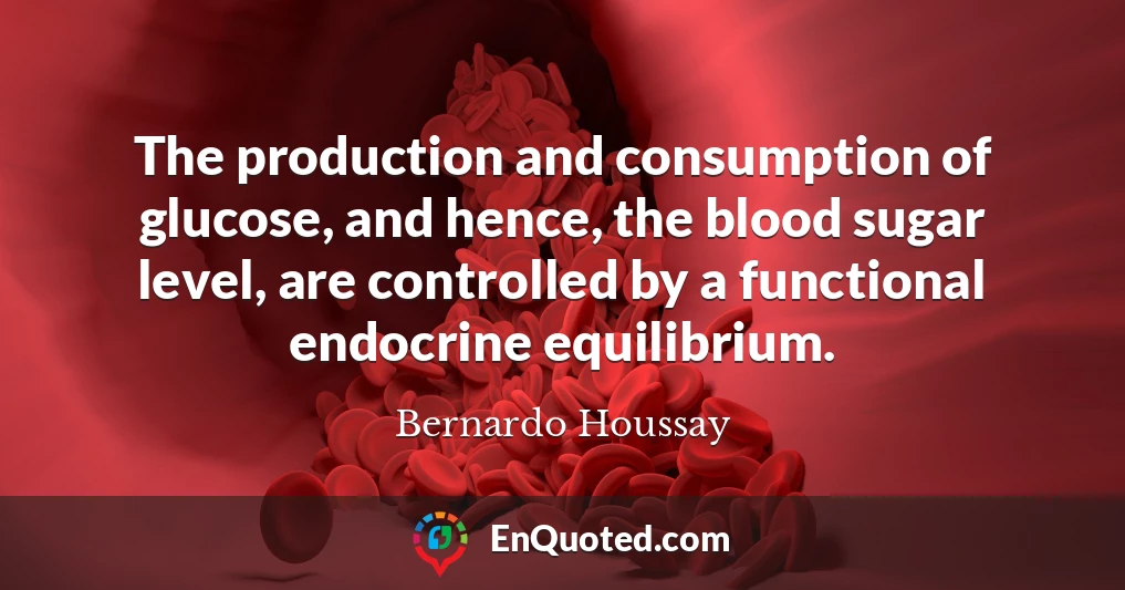 The production and consumption of glucose, and hence, the blood sugar level, are controlled by a functional endocrine equilibrium.