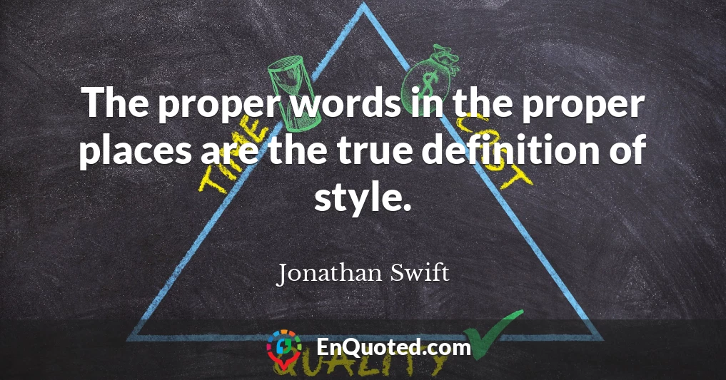 The proper words in the proper places are the true definition of style.