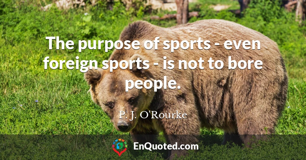 The purpose of sports - even foreign sports - is not to bore people.