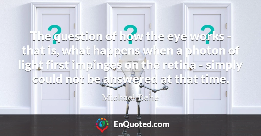 The question of how the eye works - that is, what happens when a photon of light first impinges on the retina - simply could not be answered at that time.