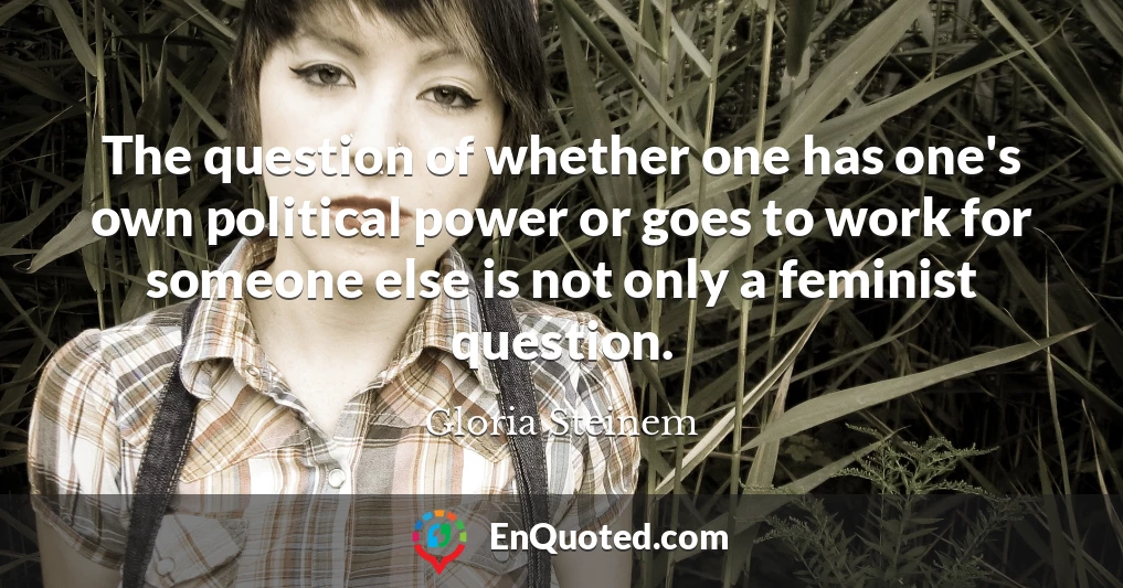 The question of whether one has one's own political power or goes to work for someone else is not only a feminist question.